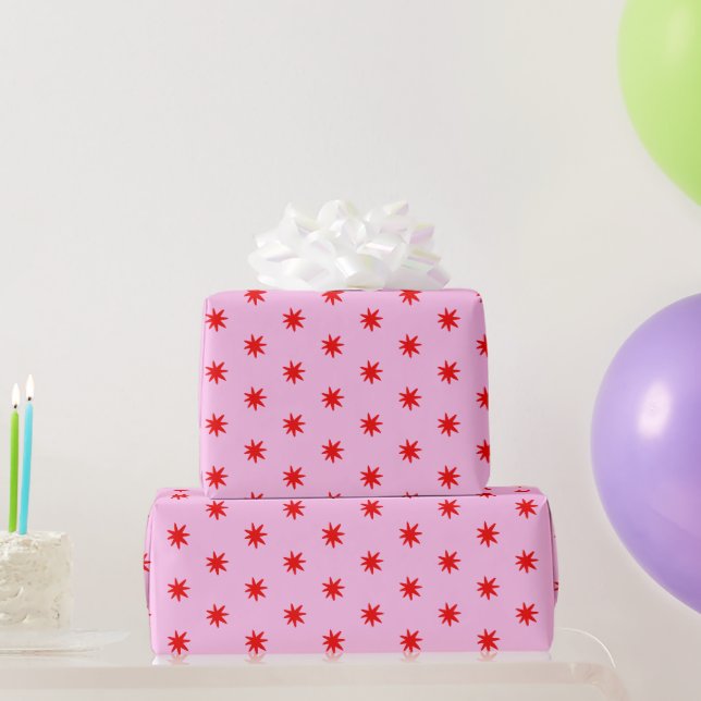 Red and Pink stars Valentine’s Day  Wrapping Paper (Party Gifts)