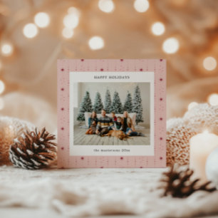 Red And Pink Stars Wallpaper Photo Holiday Card