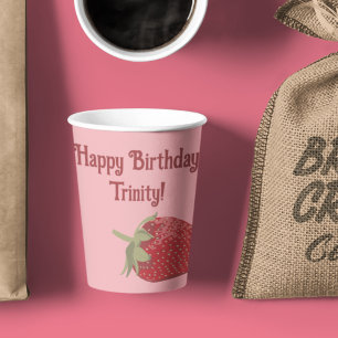 Red and Pink Strawberry Custom Party Paper Cups