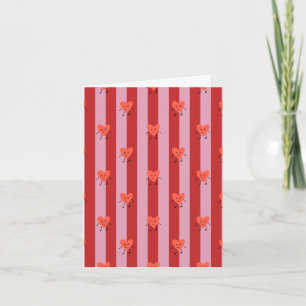 Red and pink stripe design with cute little hearts card