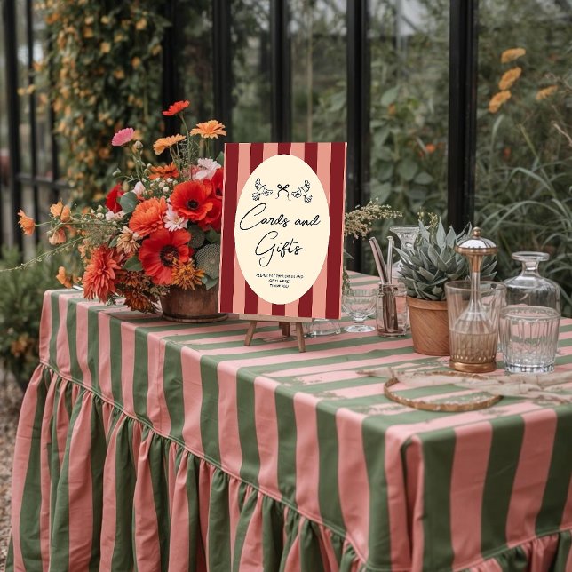Red and Pink Striped “Cards and Gifts” Wedding Poster (Creator Uploaded)