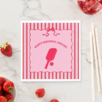 Red and Pink Striped Pickleball Birthday Party