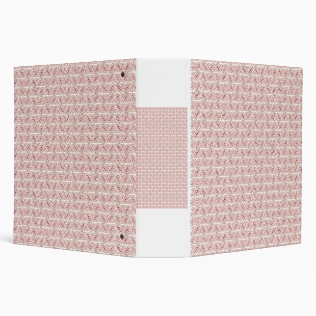 Red and pink textiles laid over a patterned rug wi binder (Background)