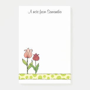 Red and Pink Tulips Personalized 4 x 6 Post-it Notes