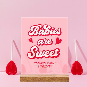 Red and Pink Valentine Baby Shower Favour Acrylic Sign