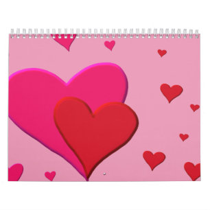 Red and Pink Valentine hearts Calendar