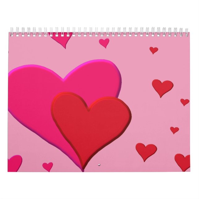 Red and Pink Valentine hearts Calendar (Cover)