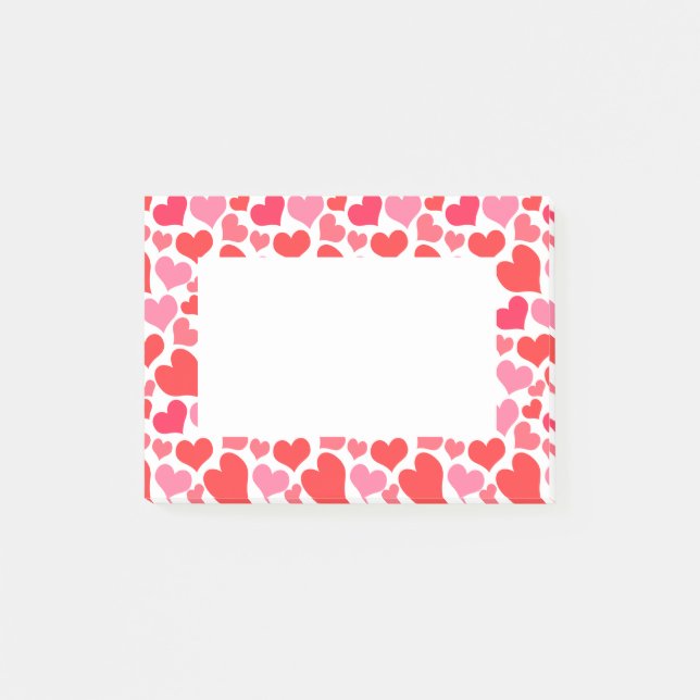 Red and Pink Valentine's Day Hearts for Love Post-it Notes (Front)