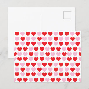 Red and Pink Valentines Day Hearts Postcard