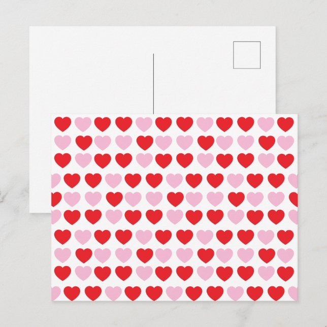 Red and Pink Valentines Day Hearts Postcard (Front/Back)