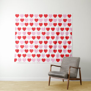 Red and Pink Valentines Day Hearts Tapestry