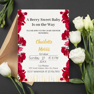 Red and Pink Watercolor baby shower Invitation