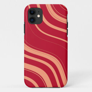 Red and Pink Wavy Stripes Pattern iPhone 11 Case