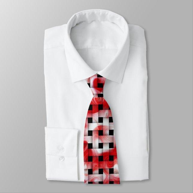 Red and Pink Weave Swirl Pattern Tie (Tied)