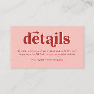 Red and Pink Wedding Details Enclosure Card