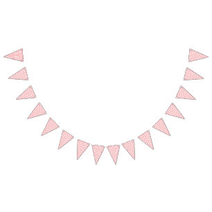 Red and pink wrapping paper featuring a repeating  bunting flags