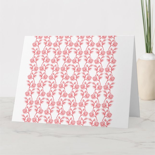 Red and pink wrapping paper featuring a repeating  card (Front)
