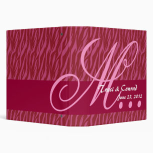 Red and Pink Zebra Monogram Wedding Planner B015 Binder