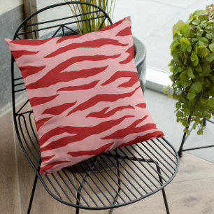 Red And Pink Zebra Pattern Throw Pillow