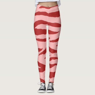 Red And Pink Zebra Wild Animal Pattern Leggings