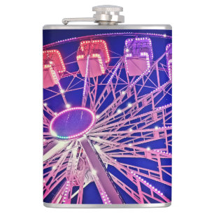 Red and purple Ferris wheel Hip Flask