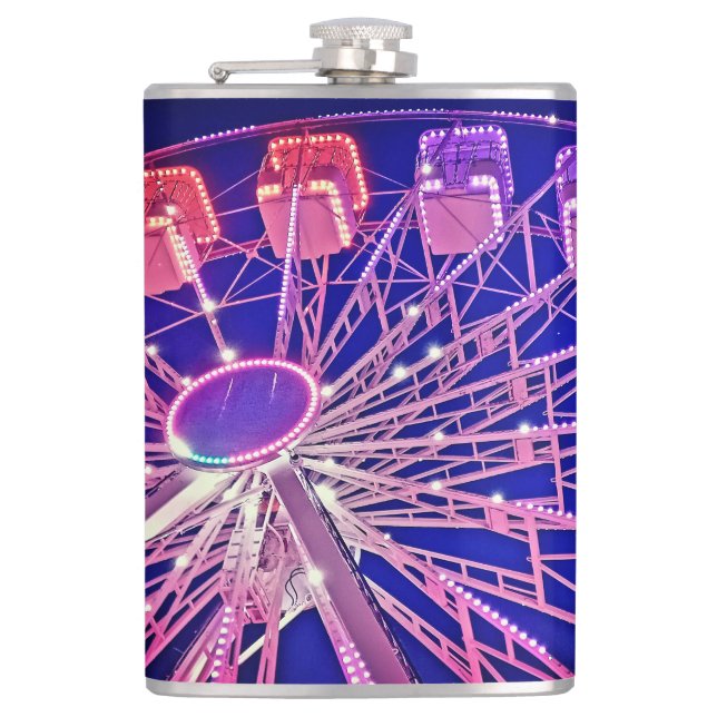 Red and purple Ferris wheel Hip Flask (Front)