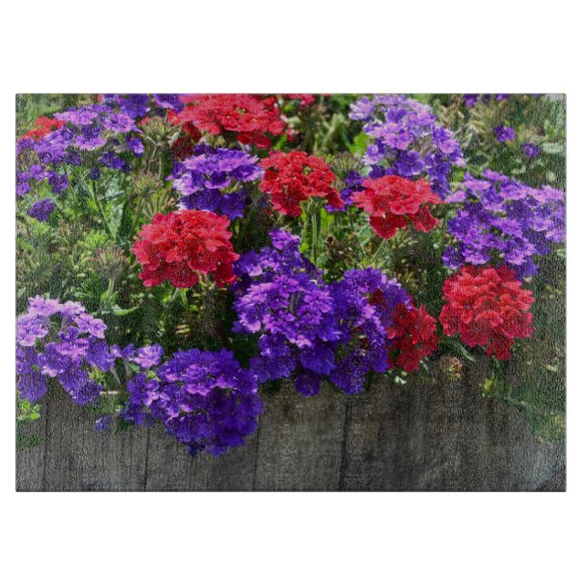 Red and Purple Floral Cutting Board (Front)
