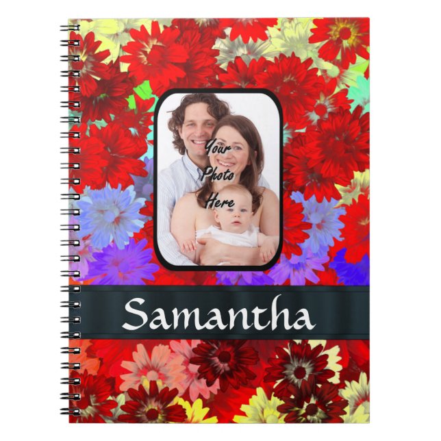 Red and purple floral pattern notebook (Front)