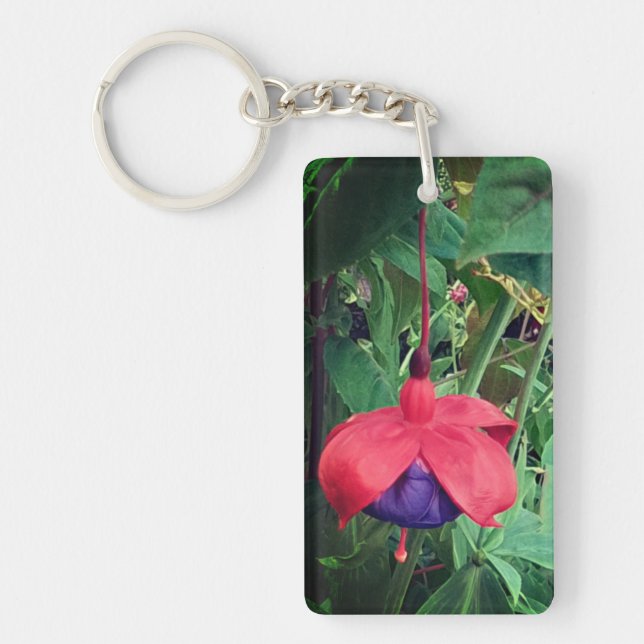 Red and purple flower keychain (Front)