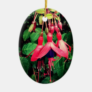 Red and purple flowers ceramic ornament