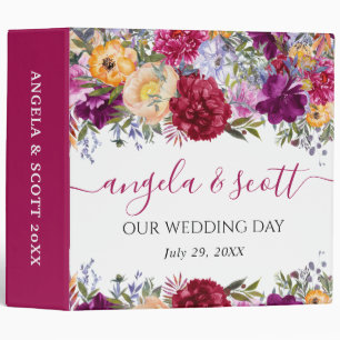 Red and Purple Flowers Wedding Photo Album Binder