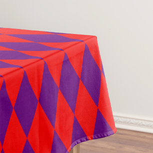Red and Purple Harlequin Checkered Design Tablecloth