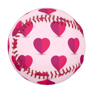 Red and Purple Hearts on a Pink Background Baseball