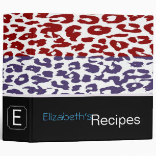 Red and Purple Leopard Print Skin Stripe Pattern Binder