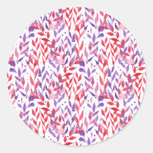 Red and Purple Palm Leaves Classic Round Sticker
