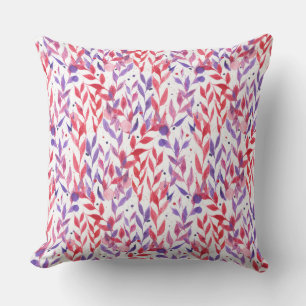 Red and Purple Palm Leaves Throw Pillow