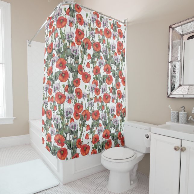 Red and Purple Poppies Pattern (In Situ)