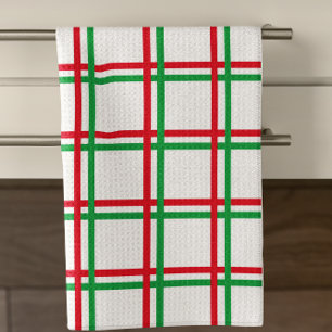 Red and Red Plaid Pattern Kitchen Towel