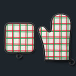 Red and Red Plaid Pattern Oven Mitt & Pot Holder Set<br><div class="desc">Red and green plaid pattern for the festive Christmas holiday season</div>