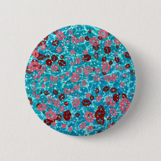 Red and rose kisses in the blue ocean 2 inch round button
