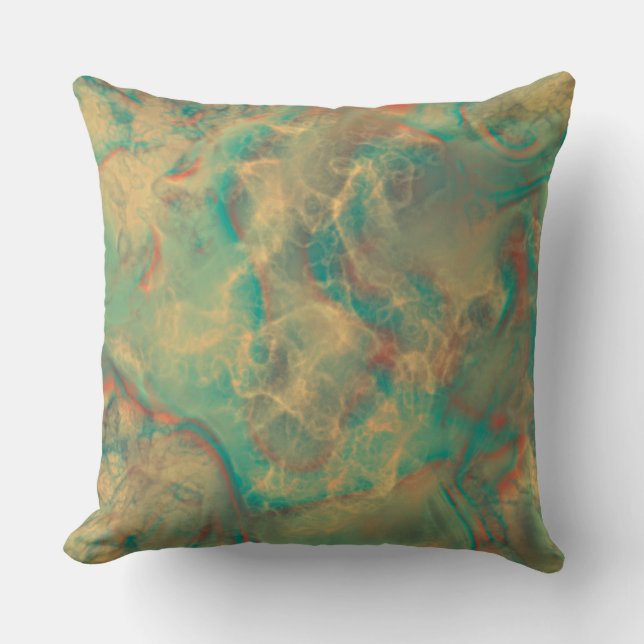 Red and Sea Green Marble abstract Throw Pillow (Front)
