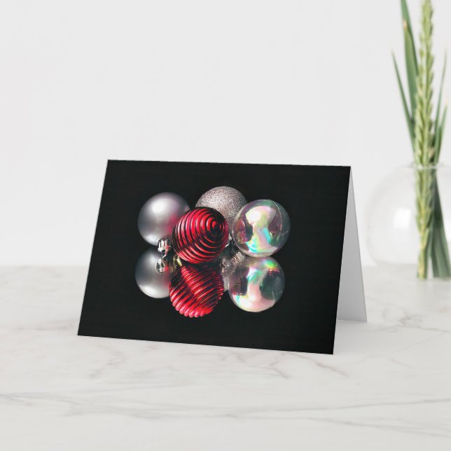 Red and silver Christmas ball Card (Front)