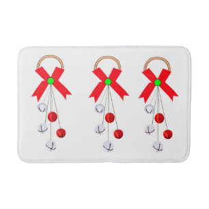 Red and Silver Christmas Ornaments Bath Mat