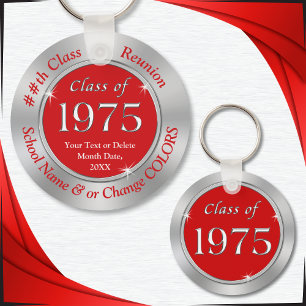 Red and Silver Class of 1975 Keychains Personalize