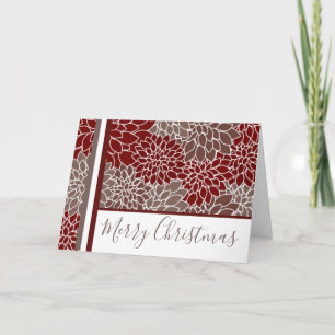 Red and silver dahlias card