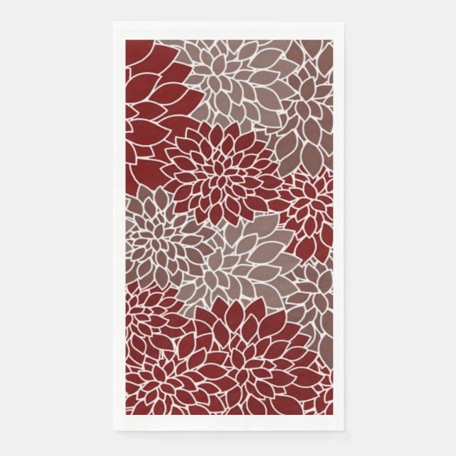 Red and silver dahlias  napkin (Front)