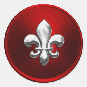 Red and Silver  Fleur de Lis Envelope Seal