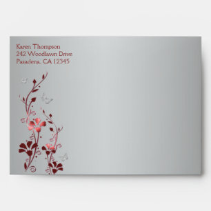 Red and Silver Floral Envelope for 5"x7" Sizes