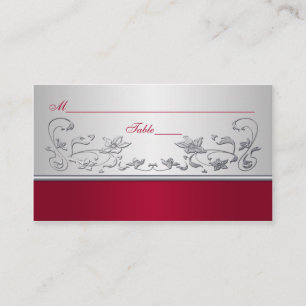 Red and Silver Floral Place Cards