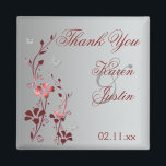 Red and Silver Floral Wedding Favour Magnet<br><div class="desc">This red and silver floral with butterflies thank you wedding favour magnet matches the invitation shown below. If there are any other matching items you require,  please email your request to niteowlstudio@gmail.com.</div>